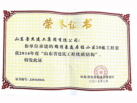 2016年度山东省建筑工程优 质结构